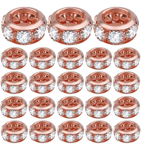 40pcs Rose Golden Crystal Rhinestone Spacer Beads Europea Ab