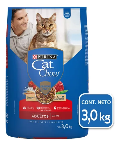 Alimento Cat Chow Defense Plus para gato Purina Cat Chow adulto para gato adulto todos los tamaños sabor carne de 3 kg
