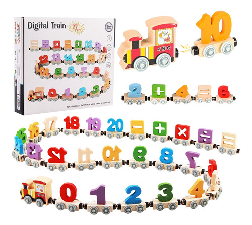 27 Pcs Juguetes Didacticos Coche Magnético Digital De Madera