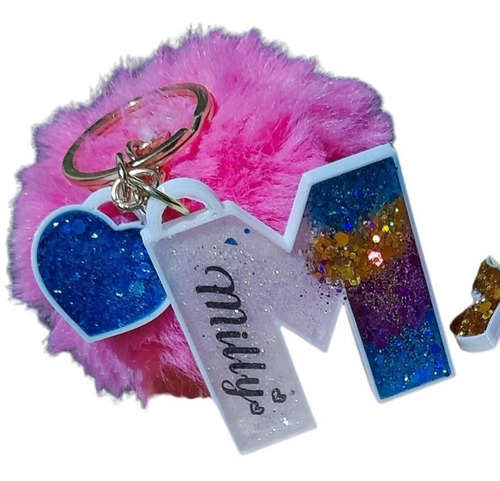 Imagen 4 de 7 de Llaveros En Resina Con Gliters Y Accesorios Personalizados