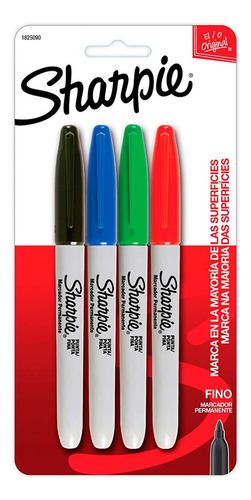 Set 4 Marcadores Permantente Sharpie Colores Básicos