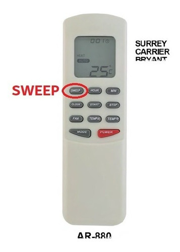 Imagen 2 de 4 de Control Remoto Aire Acondicionado Surrey Carrier Bryant Swee