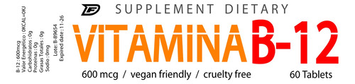 Vitamina B12 - 600mcg - Driving Force - Apto Veganos - X60