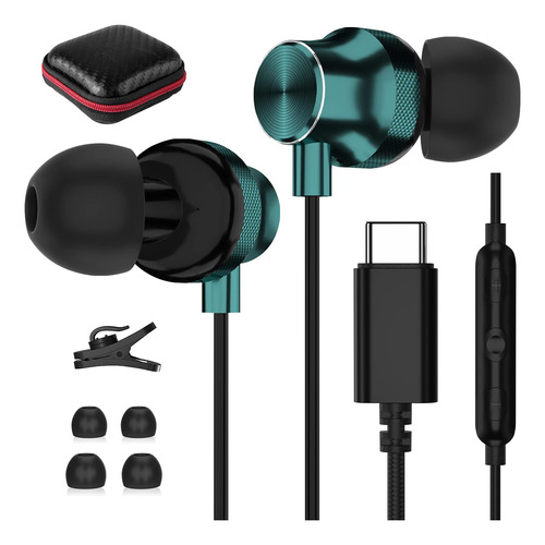 Auriculares Usb C, Titacute Auriculares Con Cable Negro