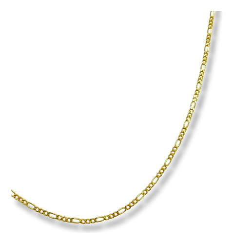 Collar Oro 14k Cadena Unisex Tejido 3x1 Largo 45cmx1mm Dorado