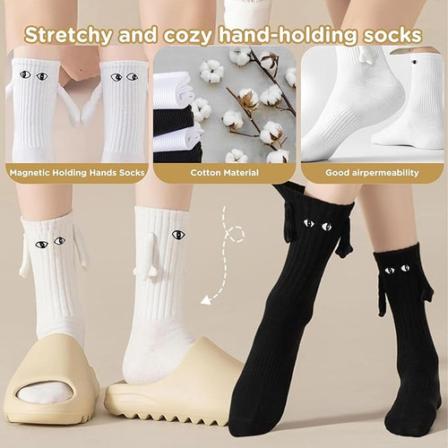 2 Par Calcetines Con Manitas Ojos Magneticos Regalo Valentín