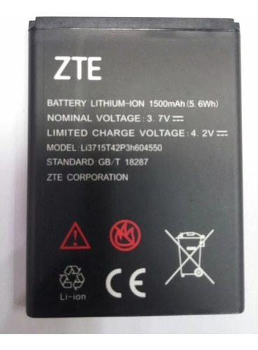 Batería Pila Zte Blade A410 Li3715t42p3h604550 1600mah
