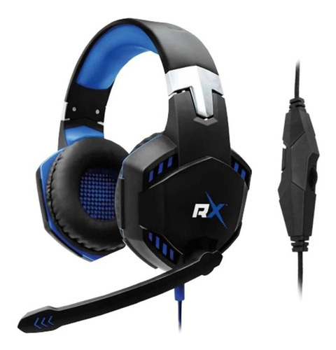 Audífonos gamer Reptilex RX0014BL azul con luz LED