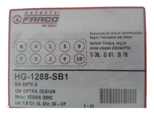 Imagen 3 de 3 de Empacadura De Camara Optra Desing