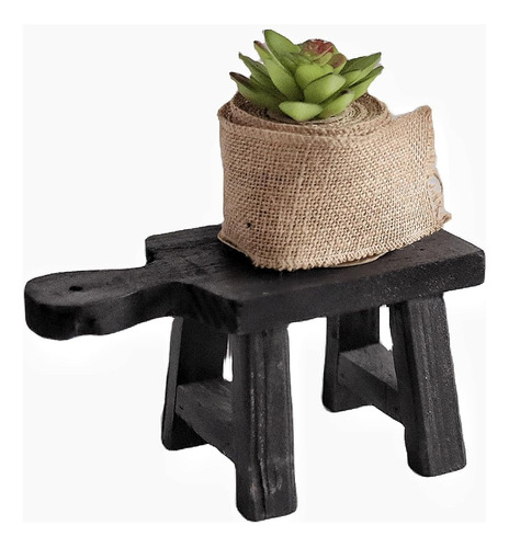 Soporte De Pedestal De Madera De Granja Negra, Elevador Deco