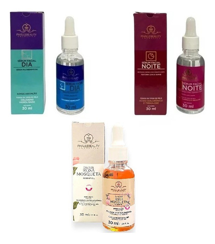 Kit Aceite Rosa Mosqueta + Sérum Para Dia + Serum Para Noche