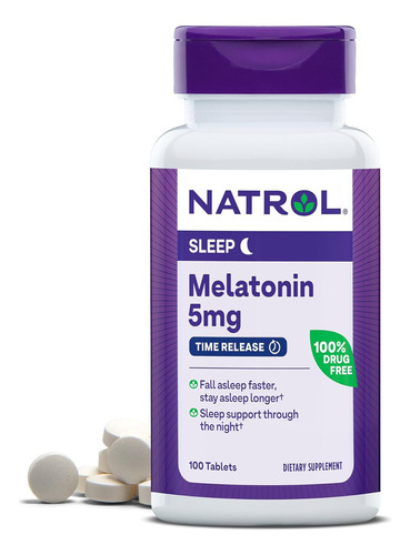 Melatonina Natrol Liberación Prolongada 5mg 100 Tabletas Sabor Sin sabor