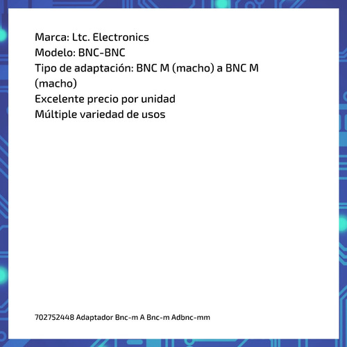 Adaptador Bnc-m A Bnc-m Adbnc-mm