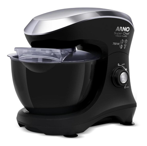 Batedeira Planetária Arno Superchef  Inox 750w Preta Km11 110V