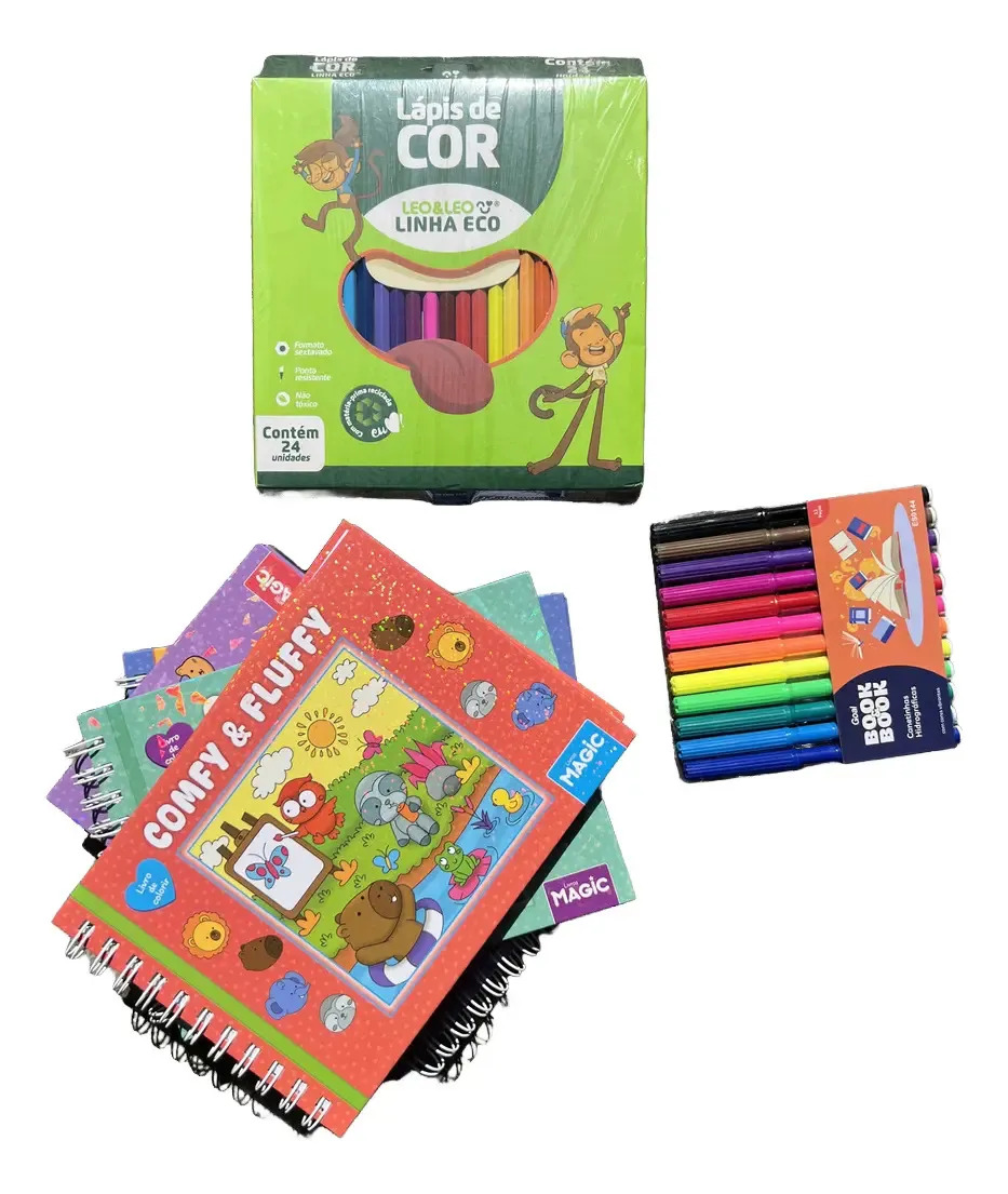 Kit 1 Livro Colorir Tiktok Comfy & Cozy 24 Lápis 12 Canetinhas