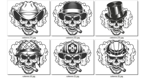 Vector Halloween Día De Muertos Cdr Calaveras Tatuajes V149