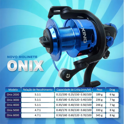 Molinete Pescaria Way Fishing Onix 6000 4.7:1 Drag 7kg 3 Rol