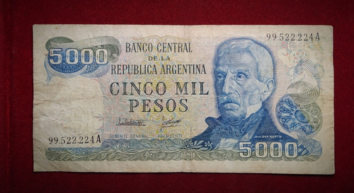 Billete 5000 Pesos Ley 1981 Bottero 2470 B F2 Rombo Verde