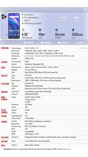 Cubot P80 8gb + 8gb = 16gb 512gb Dual Sim Duos