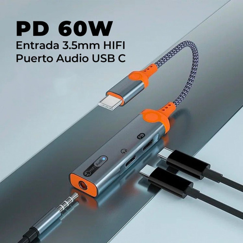 . Adaptador Convertidor Sarafox Tipo C A Jack 3.5 Carga.