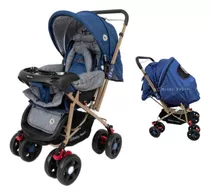 Comprar Coche Cuna Con Mango Reversible Amplio Babyhappy Para Bebes Color Azul Color Del Chasis Negro