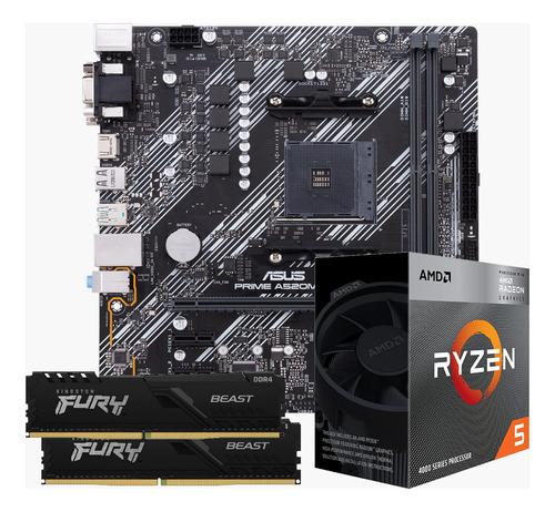 Kit Placa Mãe Asus A520m-e Amd 4600g Fury 2x8gb Ddr4 3200mhz