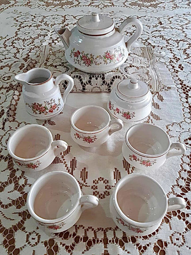 Imagen 2 de 10 de Antiguo Juego De Té De Cerámica Blanca