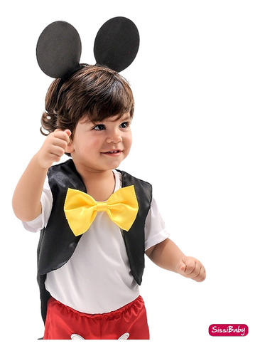Fantasia Infantil Mickey Ratinho Menino Luxo Com Orelhinha