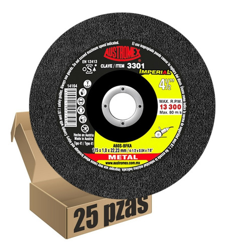 Disco De Corte Austromex 3301 Metal Paq. 25 Pz