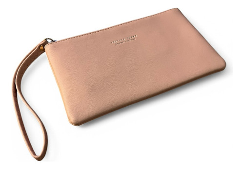 Bolso De Mano Tipo Cartera Larga Rosa Pálido Lisa Sin Sin
