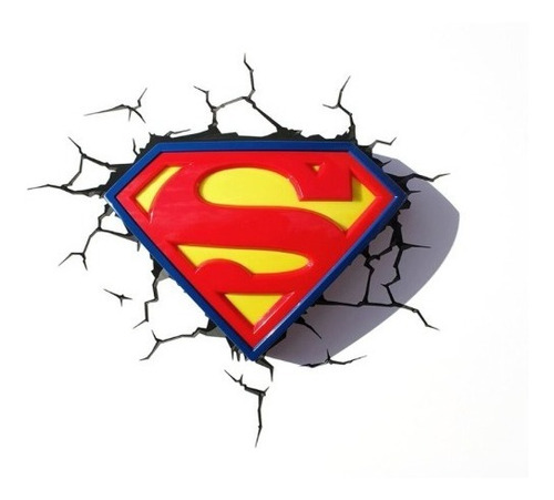 Lampara Superman Shield 3d Deco Light Escudo Super Heroe