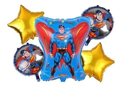 Kit 5 Pzs Globos De Superman Marvel Personaje 73cm Fiesta