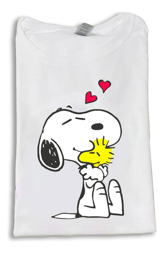 Camiseta Estampada Snoopy Y Woodstock Corazones