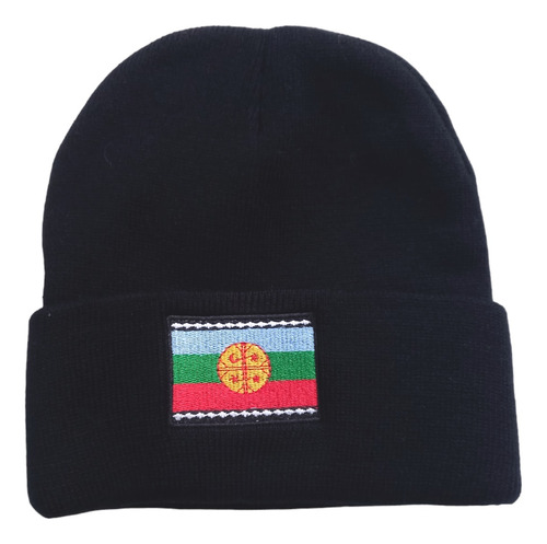 Mapuche Bandera Bordada Gorro Lana