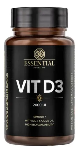 comprar Vit D3 2000ui Essential Nutrition - (120 Softgels) Sabor Sem Sabor