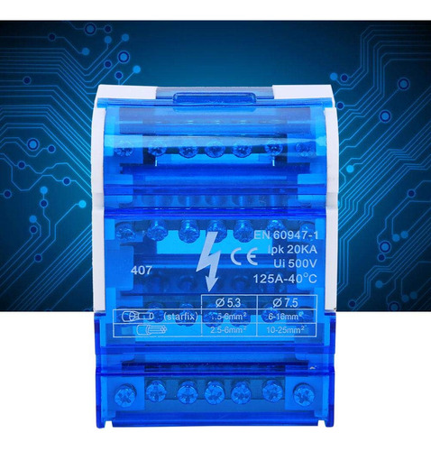 Bloques De Regletas De Bornes, Caja De Conexiones De 4 Niveles 407 Caja De Distribución De Terminales 125a 500v 4 Entradas 24 Salidas Caja De Terminales De Riel Din Con Cubierta Transparente