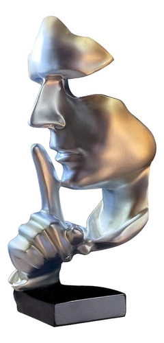 Estatua Del Pensador, Silence Is Gold Abstract Art Figurin