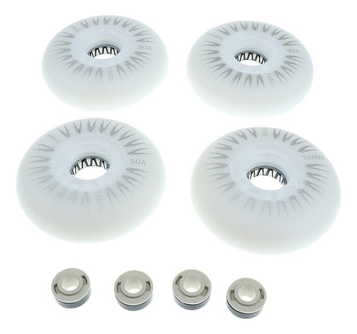 4 Unidades Ruedas De Patinaje Con Núcleo 76mm Blanco