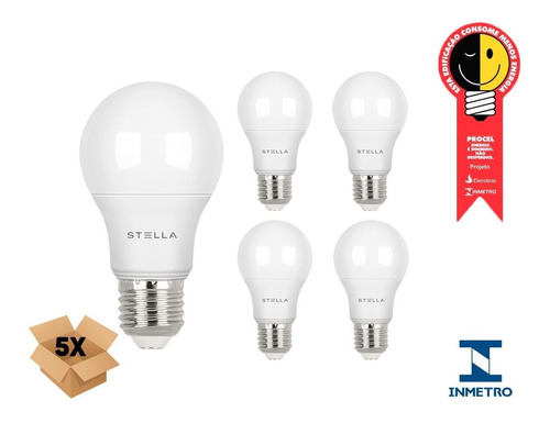 Kit 5 Lampada Led 7w E27 4000k Luz Neutra Stella Sth8264/40