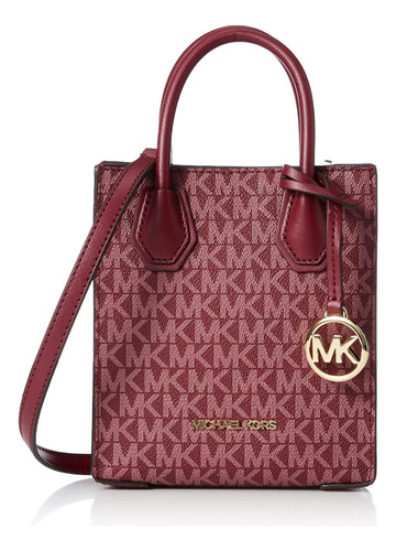 Cartera Crossbody Michael Kors De Cuero Mercer Xs - Guinda