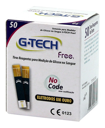 50 Tiras De Teste Glicemia P/ G-tech Free E Free Smart