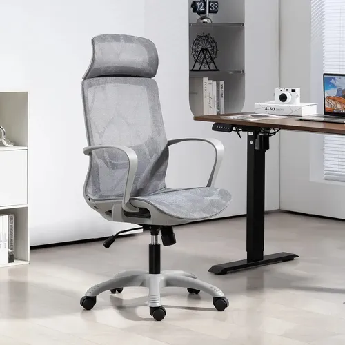 Cadeira Escritório Ergonômica Encosto Em Tela Respirável Cinza Malha