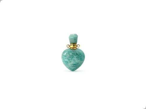 Collar Corazón Amazonita Natural Perfumero By Uhguitohouse® Verde
