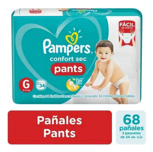 Pañales Pampers Coort Sec Pants Los Talles - Pack X2 Género Sin Género Tamaño Extra Grande (xg