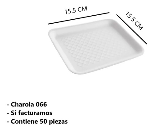 Plato Desechable Charola Térmica 066 Reyma 50 Pzas Blanco