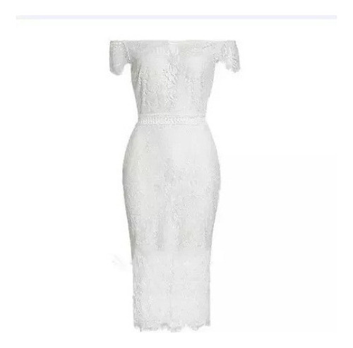 Elegante Vestido De Encaje Para Mujer Con Cuello En V