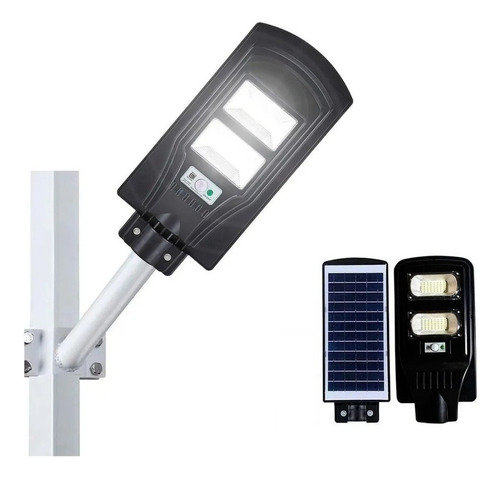 Foco Solar Led 60w Exterior C/ Sensor Y Control+ Brazo Metal Color De La Luz Fría