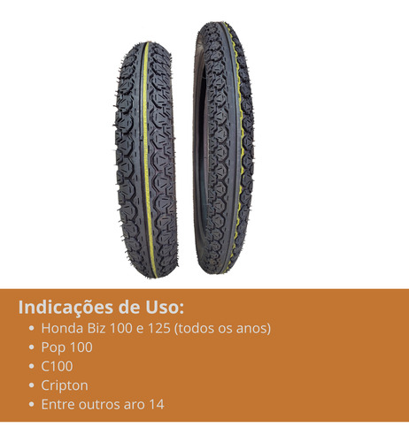 Pneu Moto Biz C 100 Ks 2002 Pop Peneu Par 80/100-14