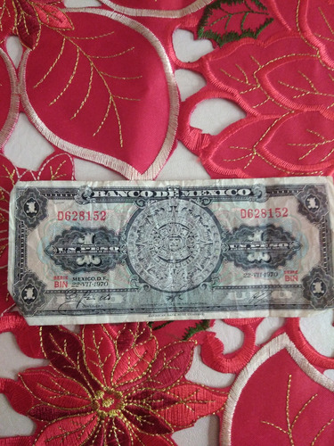 Billete Antiguo De Un Peso Mexicano 1970 Serie 628152