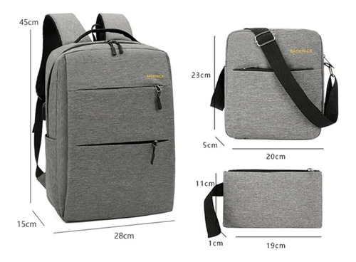 Imagen 4 de 5 de Mochila Antirrobo Impermeable + Bandolera + Cartuchera
